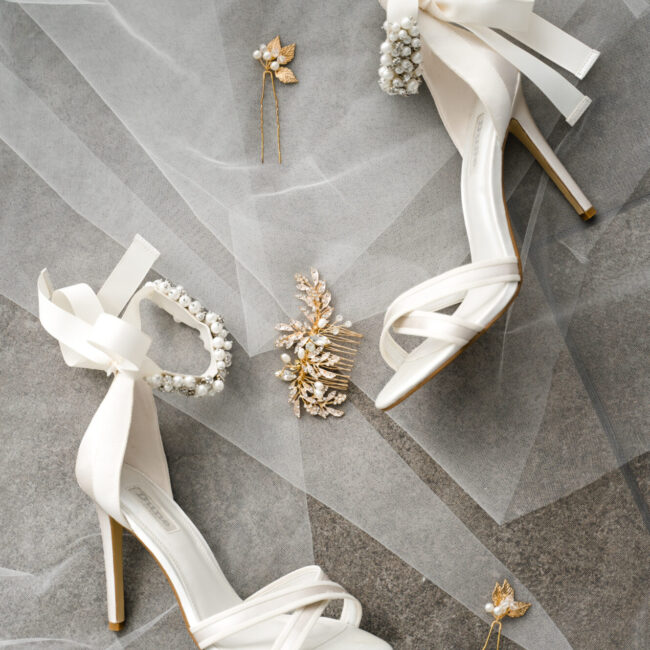 Brautschuhe Bridal Shoes Perle Schleife